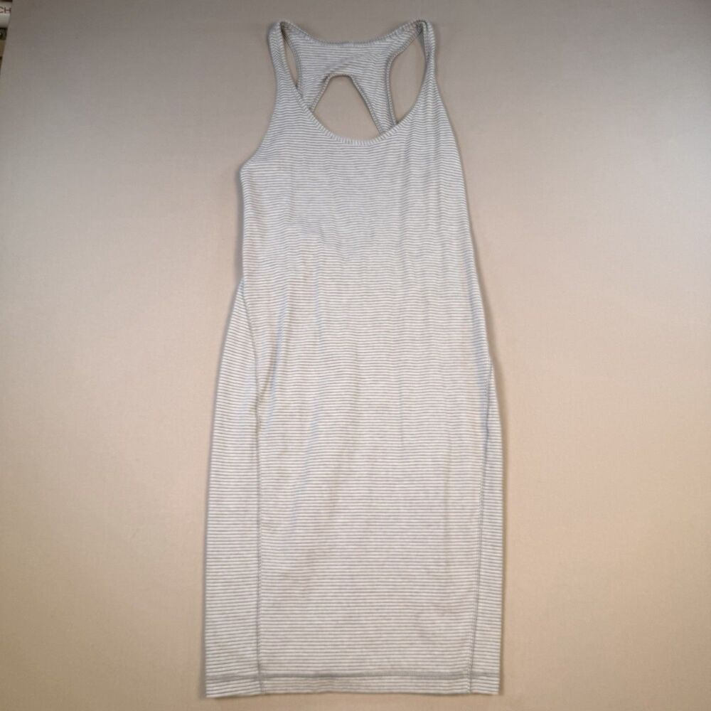 Lululemon “Get Going” Midi Tank Dress Body Con Gray Striped Women’s Size 8